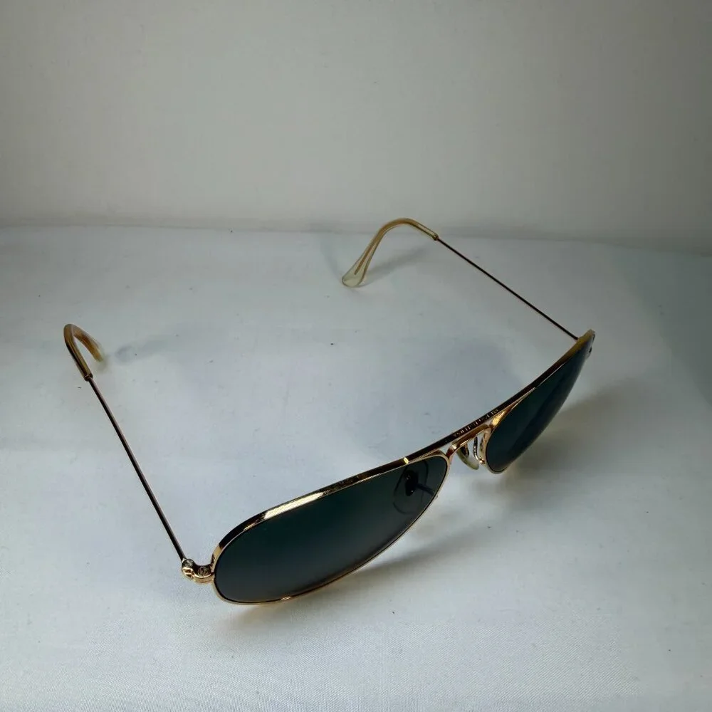 Authentic Vintage 80s RAY-BAN Gold Metal Aviator Sunglasses Small